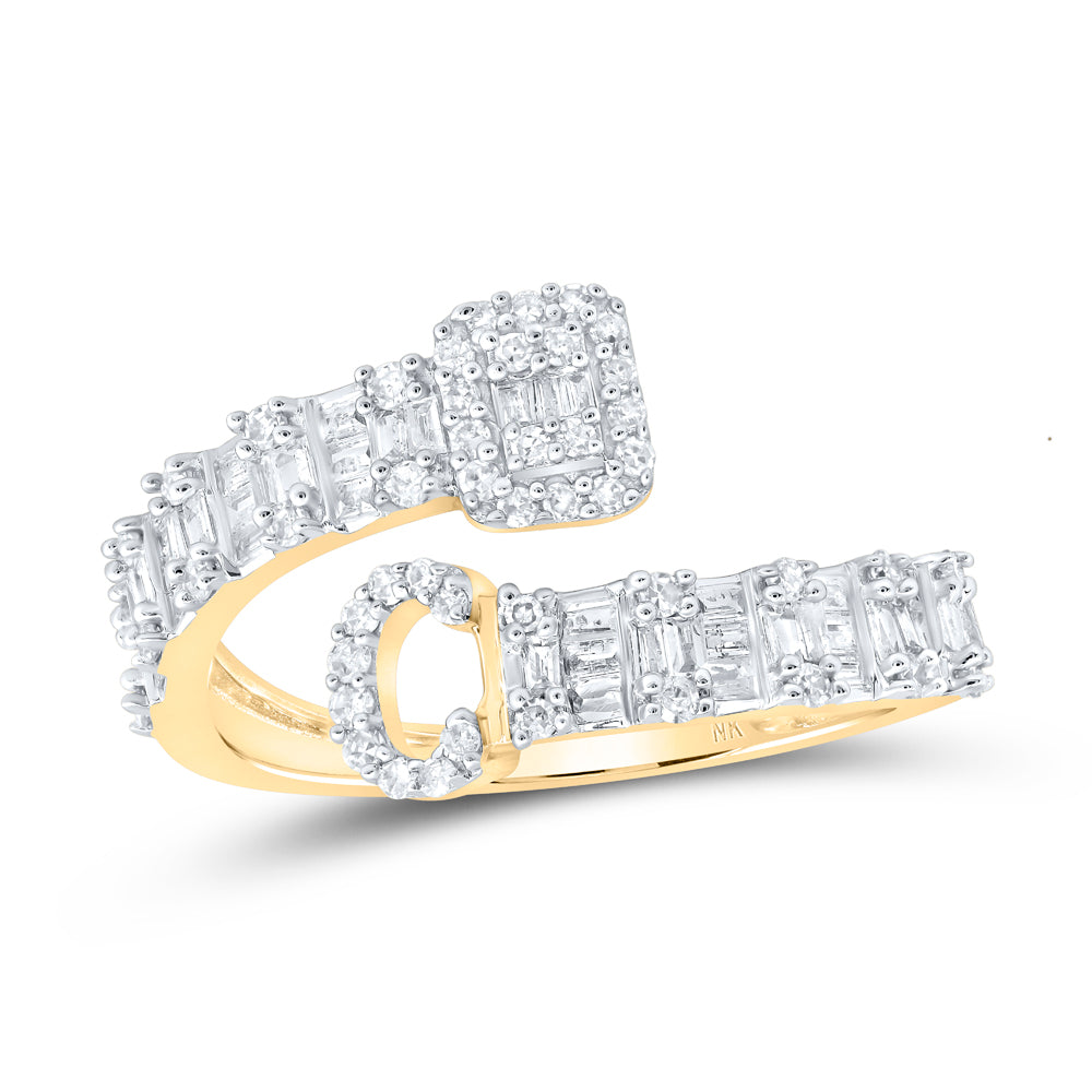 1/2 Ctw-Nat Dia Nk Fashion Initial "C" Ladies Cuff Ring (2.06 grams)