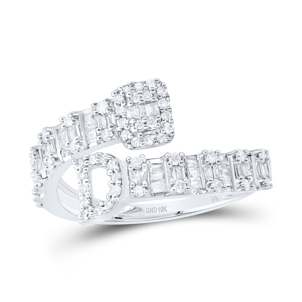 1/2 Ctw-Nat Dia Nk Fashion Initial "D" Ladies Cuff Ring (2.15 grams)