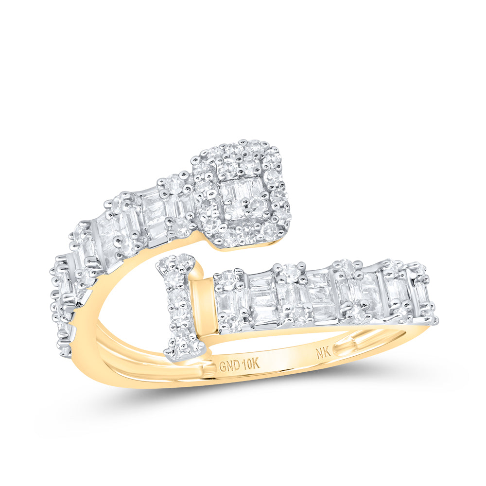 1/2 Ctw-Nat Dia Nk Fashion Initial "I" Ladies Cuff Ring (2.08 grams)