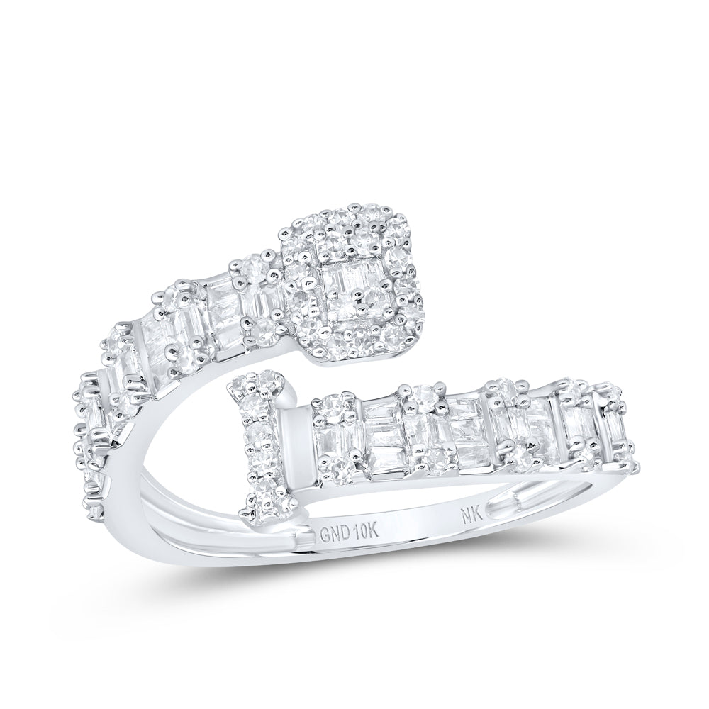 1/2 Ctw-Nat Dia Nk Fashion Initial "I" Ladies Cuff Ring (2.08 grams)