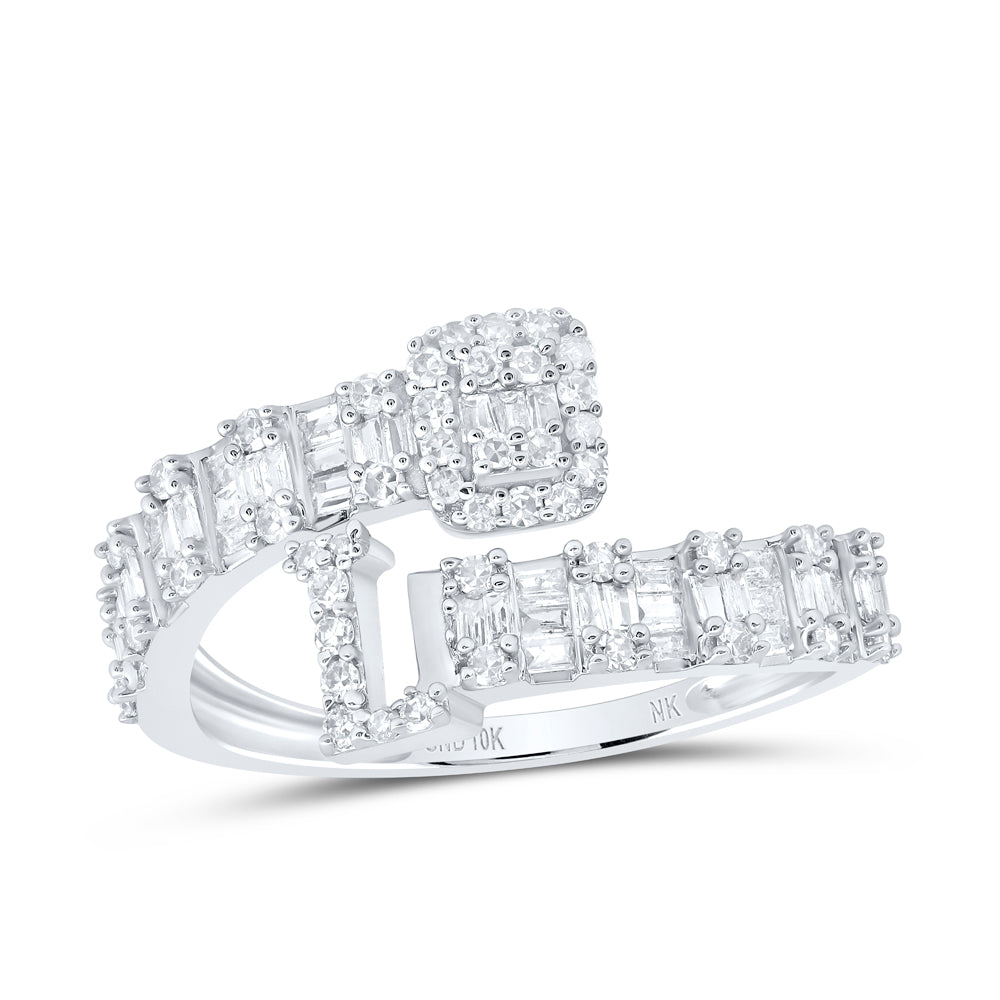 1/2 Ctw-Nat Dia Nk Fashion Initial "L" Ladies Cuff Ring (2.07 grams)