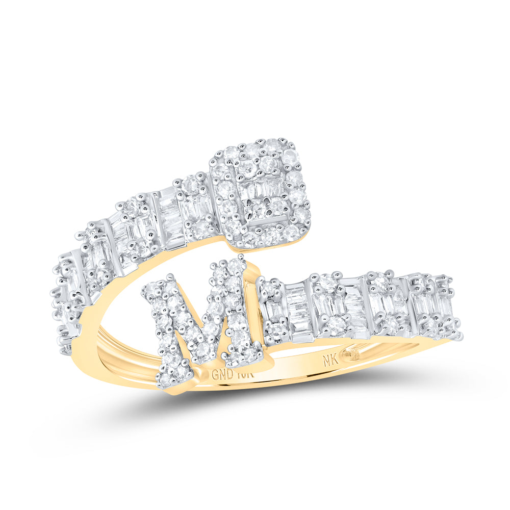 1/2 Ctw-Nat Dia Nk Fashion Initial "M" Ladies Cuff Ring (2.2 grams)