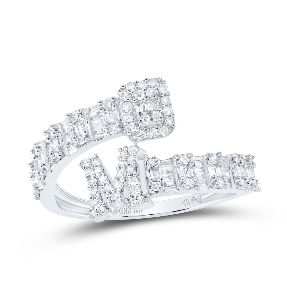 1/2 Ctw-Nat Dia Nk Fashion Initial "M" Ladies Cuff Ring (2.2 grams)