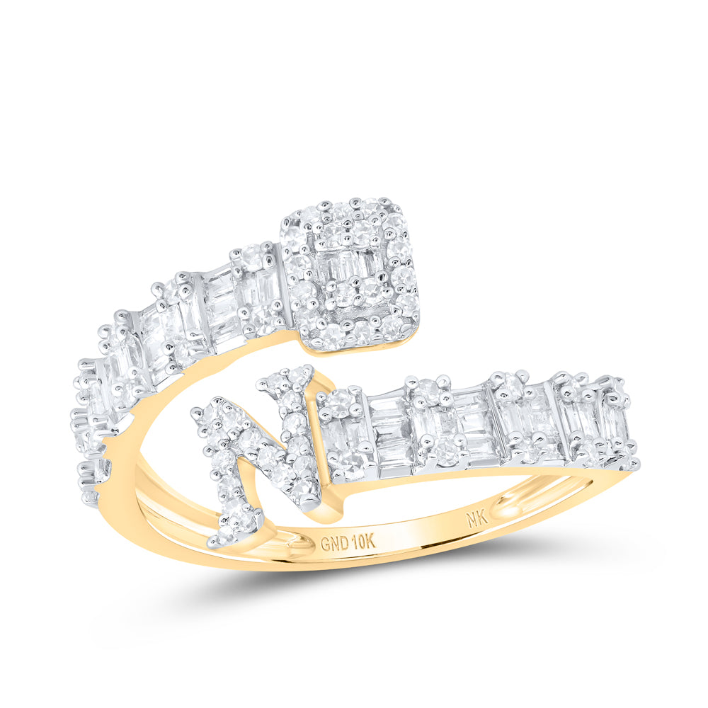 1/2 Ctw-Nat Dia Nk Fashion Initial "N" Ladies Cuff Ring (1.98 grams)