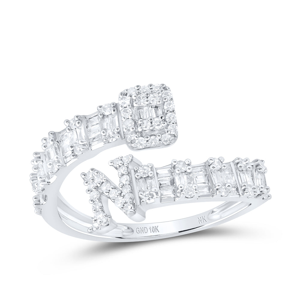 1/2 Ctw-Nat Dia Nk Fashion Initial "N" Ladies Cuff Ring (1.98 grams)
