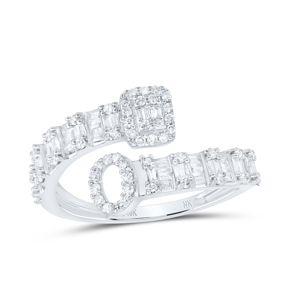 1/2 Ctw-Nat Dia Nk Fashion Initial "O" Ladies Cuff Ring (2.01 grams)