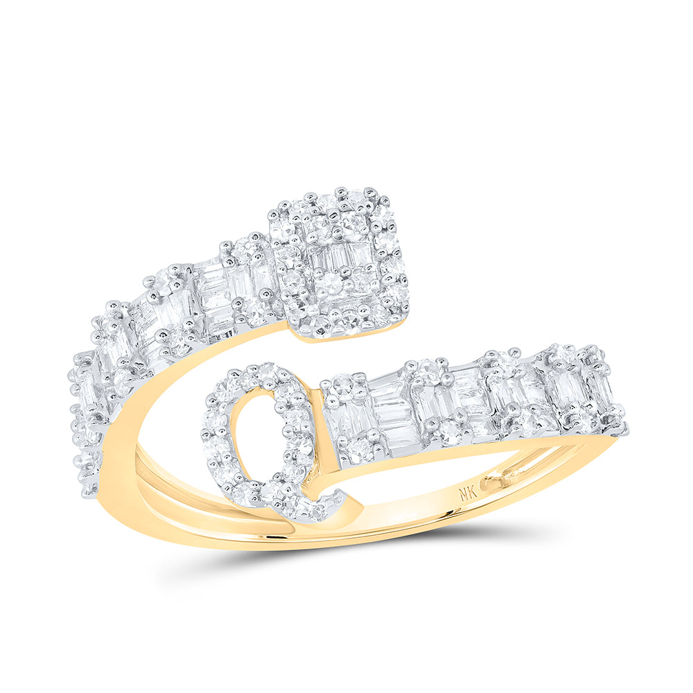 1/2 Ctw-Nat Dia Nk Fashion Initial "Q" Ladies Cuff Ring (2.05 grams)