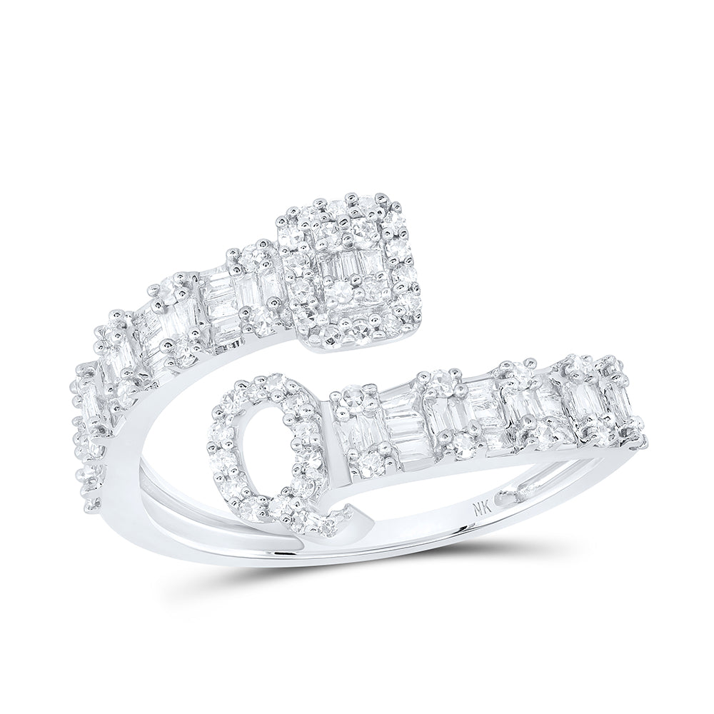 1/2 Ctw-Nat Dia Nk Fashion Initial "Q" Ladies Cuff Ring (2.08 grams)