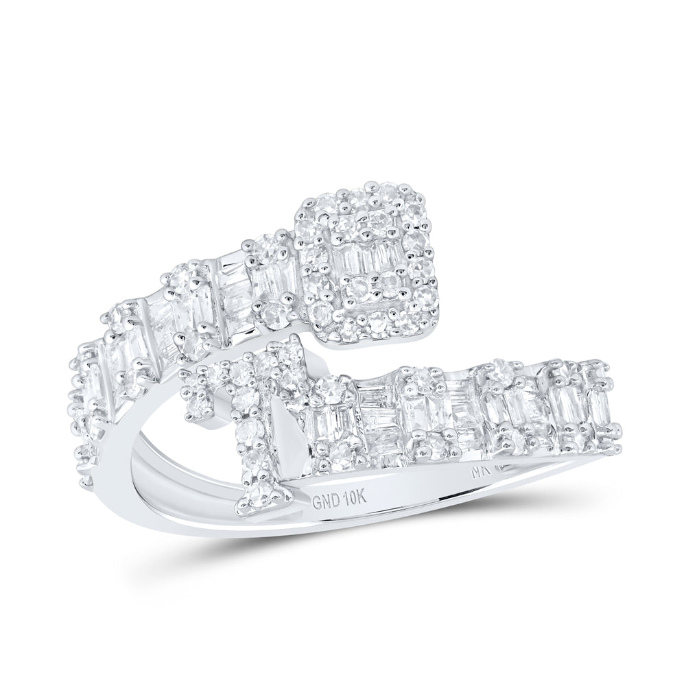 1/2Ctw-Nat Dia Nk Fashion Initial "T" Ladies Cuff Ring (2.21 grams)