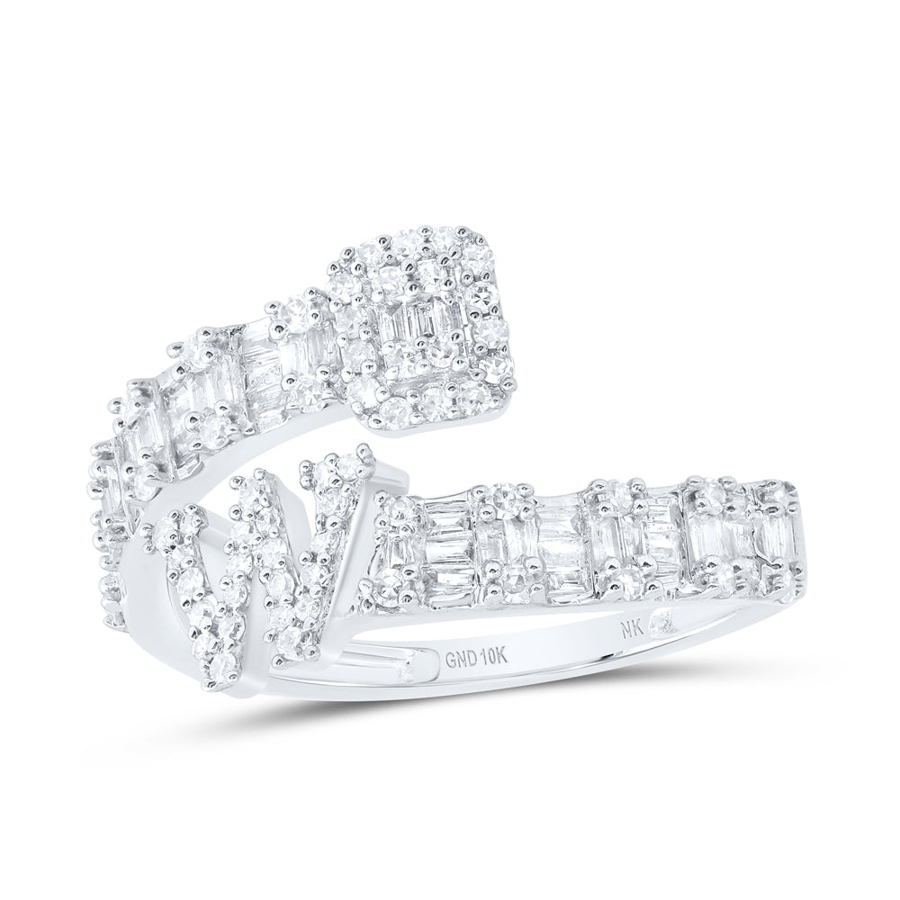 5/8Ctw-Nat Dia Nk Fashion Initial "W" Ladies Cuff Ring (2.15 grams)