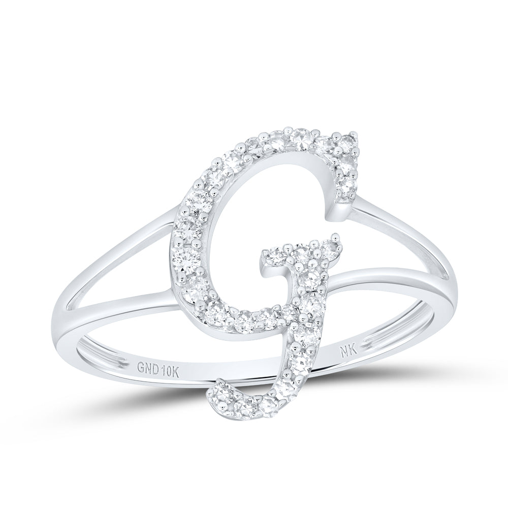 1/5Ctw-Nat Dia Nk Gift Initial "G" Ladies Ring (1.45 grams)