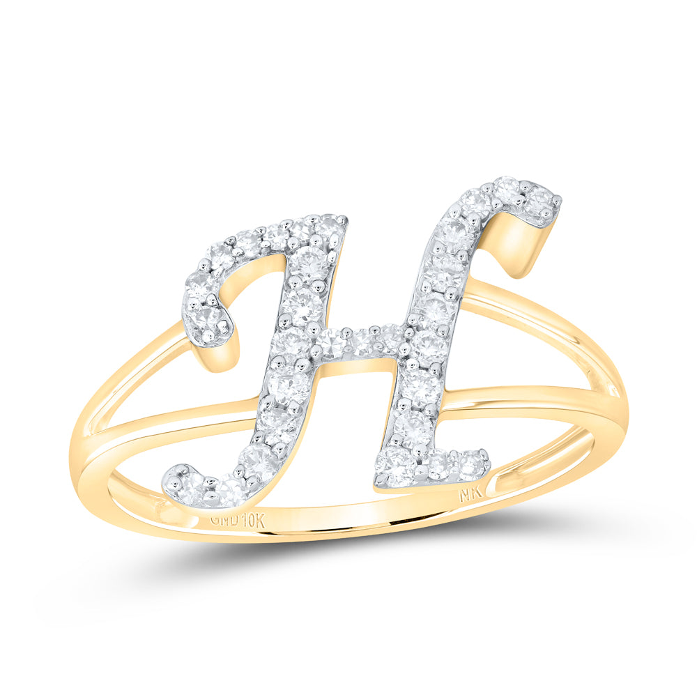 1/4Ctw-Nat Dia Nk Gift Initial "H" Ladies Ring (1.62 grams)