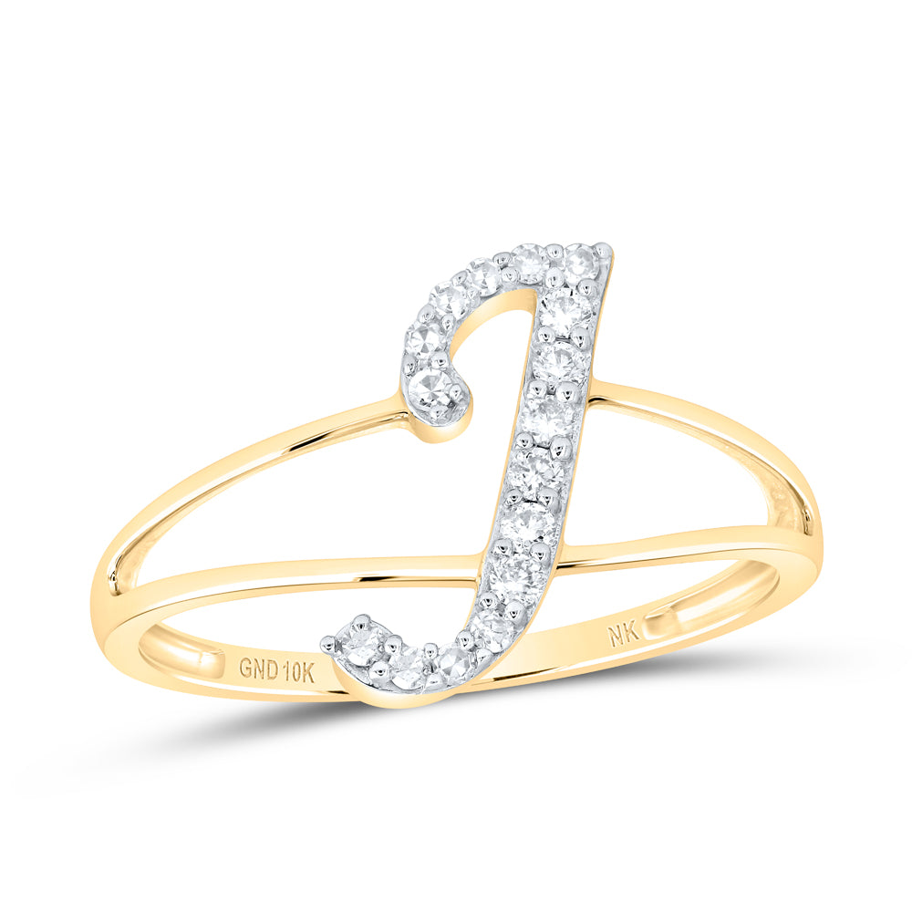 1/8Ctw-Nat Dia Nk Gift Initial "J" Ladies Ring (1.15 grams)