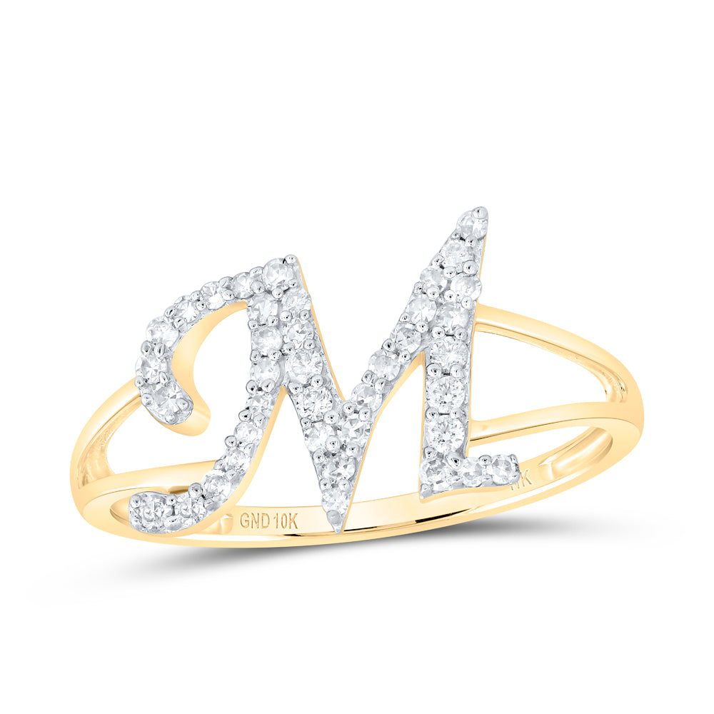 1/5Ctw-Nat Dia Nk Gift Initial "M" Ladies Ring (1.27 grams)