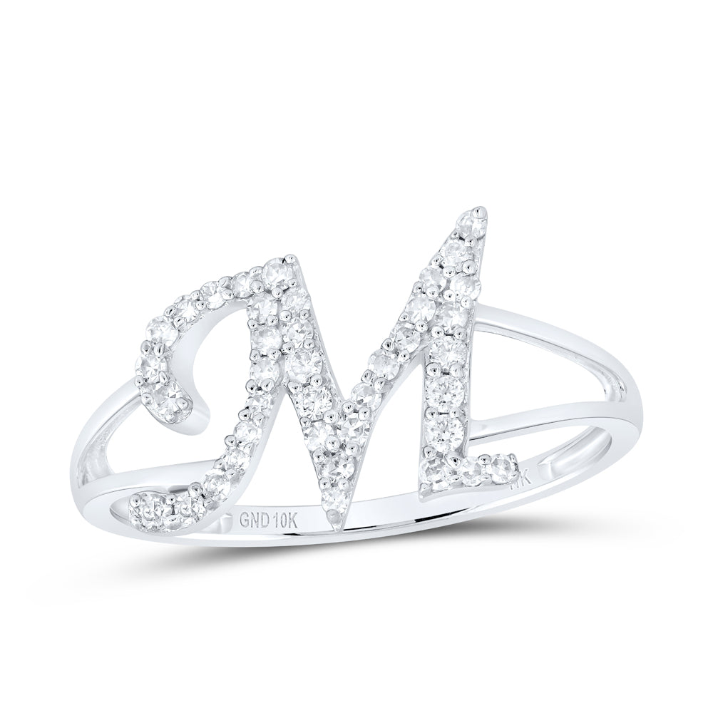 1/5Ctw-Nat Dia Nk Gift Initial "M" Ladies Ring (1.34 grams)