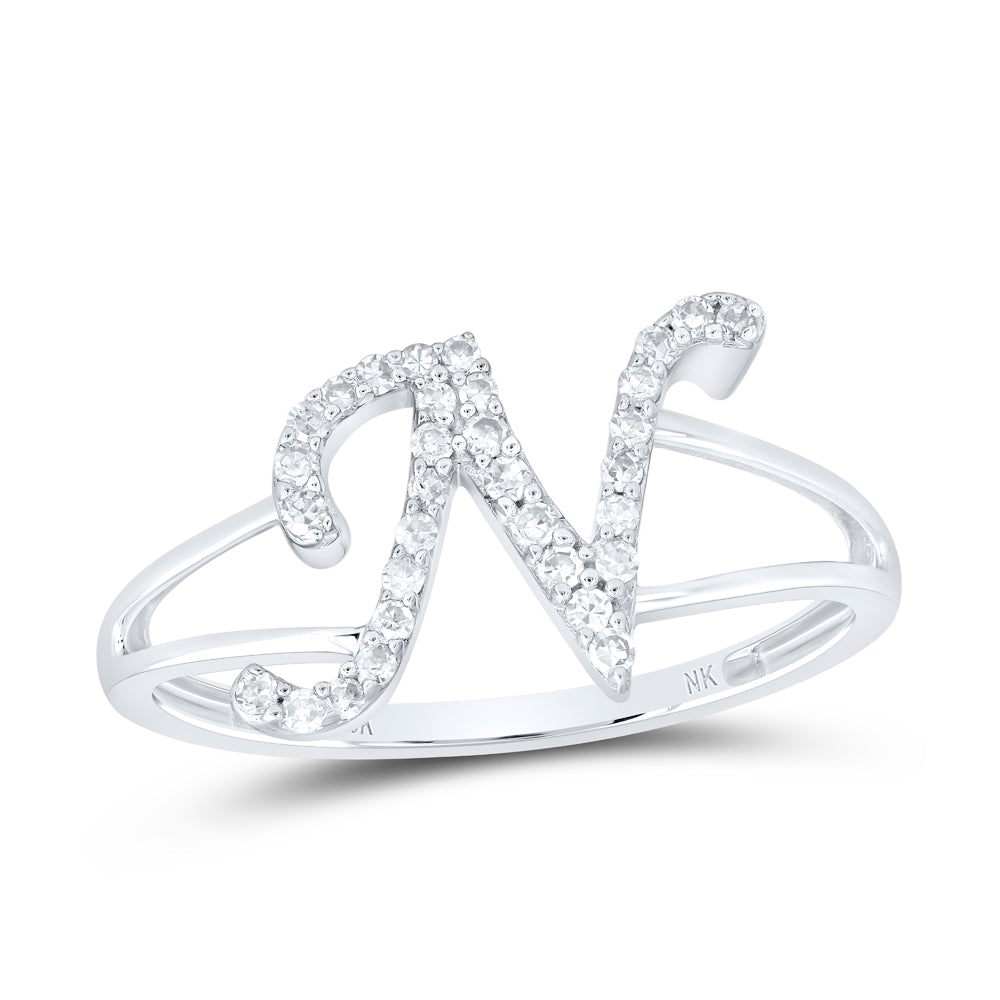 1/6Ctw-Nat Dia Nk Gift Initial "N" Ladies Ring (1.43 grams)