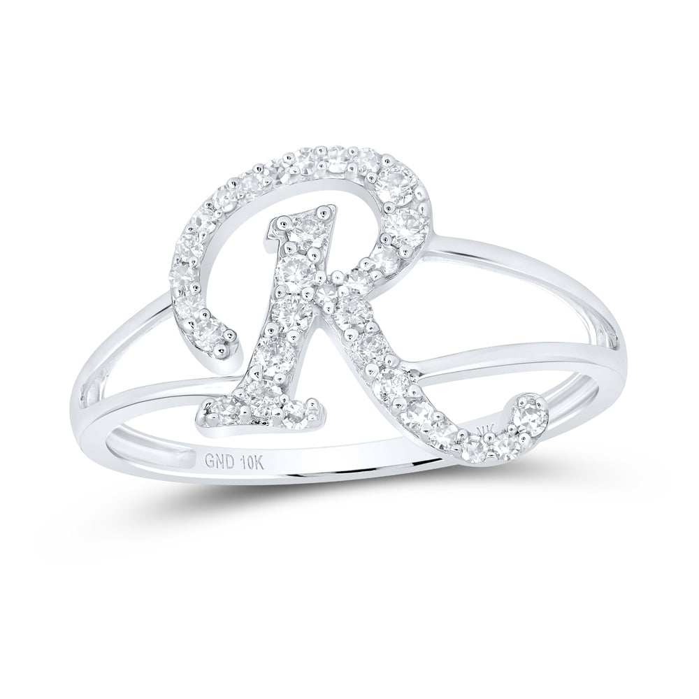 1/5Ctw-Nat Dia Nk Gift Initial "R" Ladies Ring (1.41 grams)
