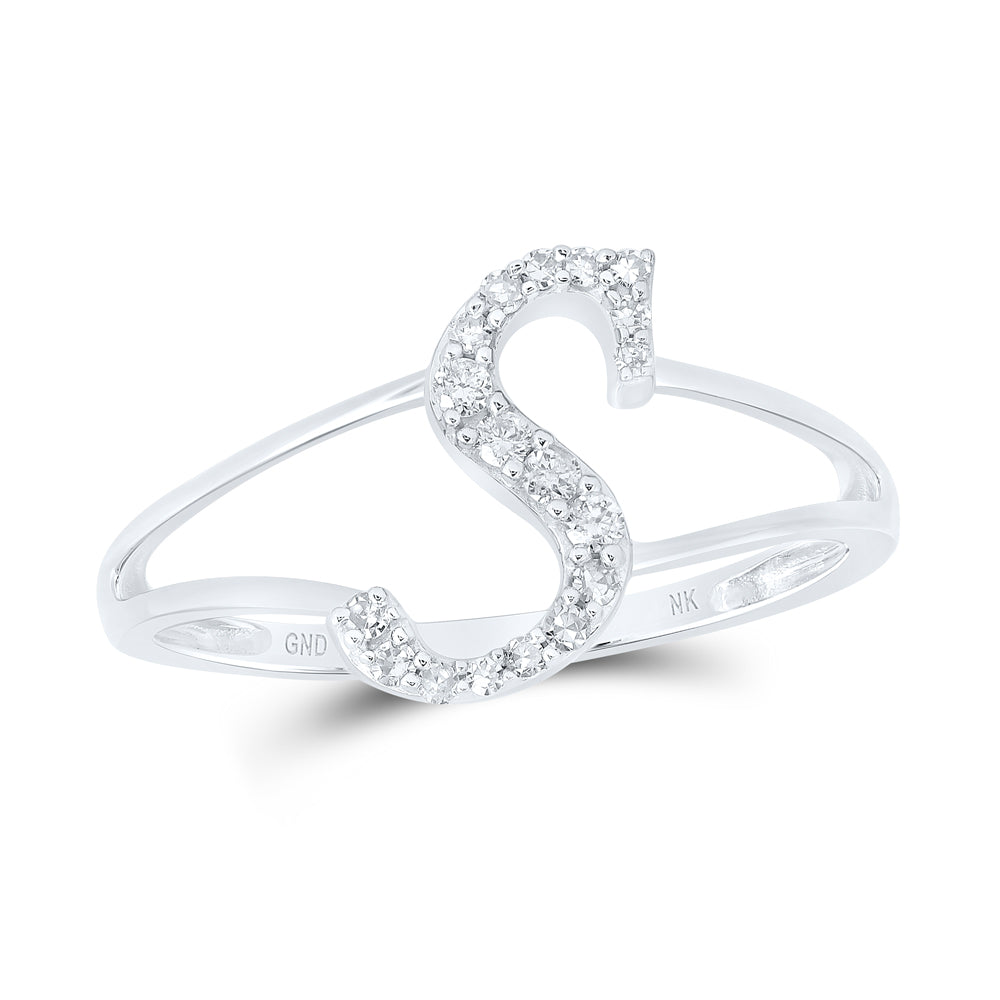 1/8Ctw-Nat Dia Nk Gift Initial "S" Ladies Ring (1.29 grams)