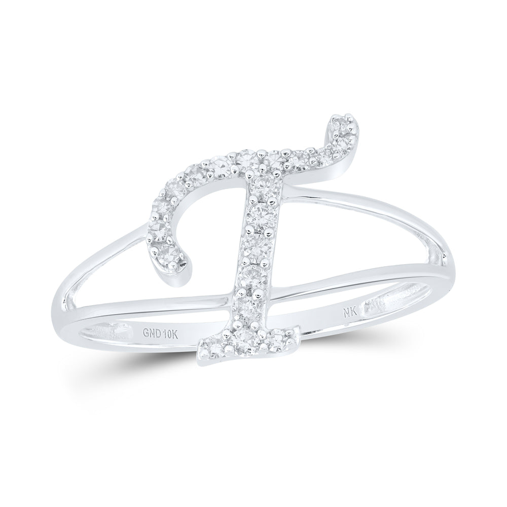 1/6Ctw-Nat Dia Nk Gift Initial "T" Ladies Ring (1.38 grams)