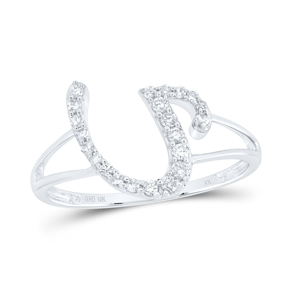 1/6Ctw-Nat Dia Nk Gift Initial "U" Ladies Ring (1.21 grams)