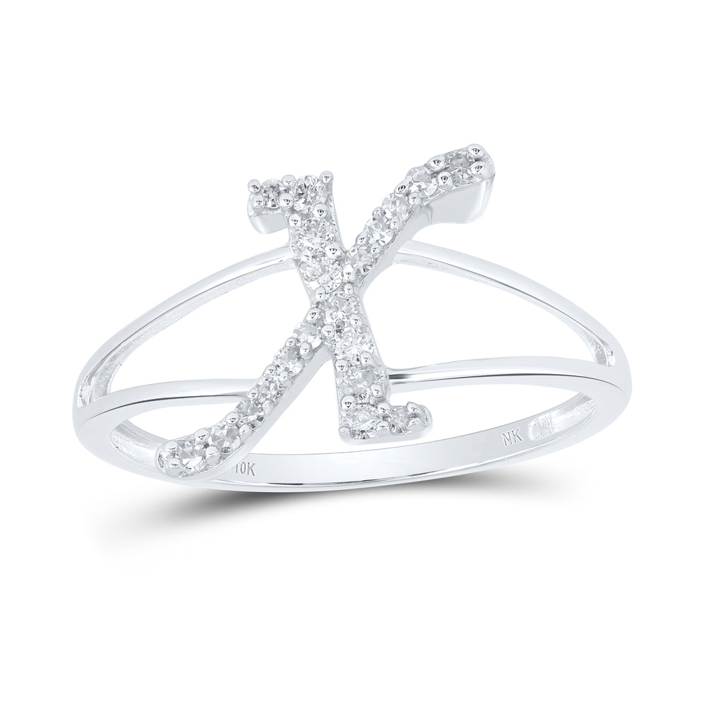 1/6Ctw-Nat Dia Nk Gift Initial "X" Ladies Ring (1.44 grams)