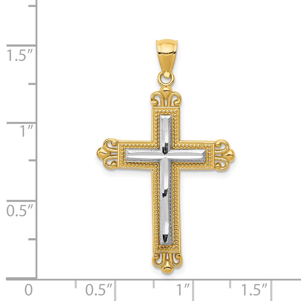 14k Two-tone 22 mm Cross Pendant (2.35 grams)