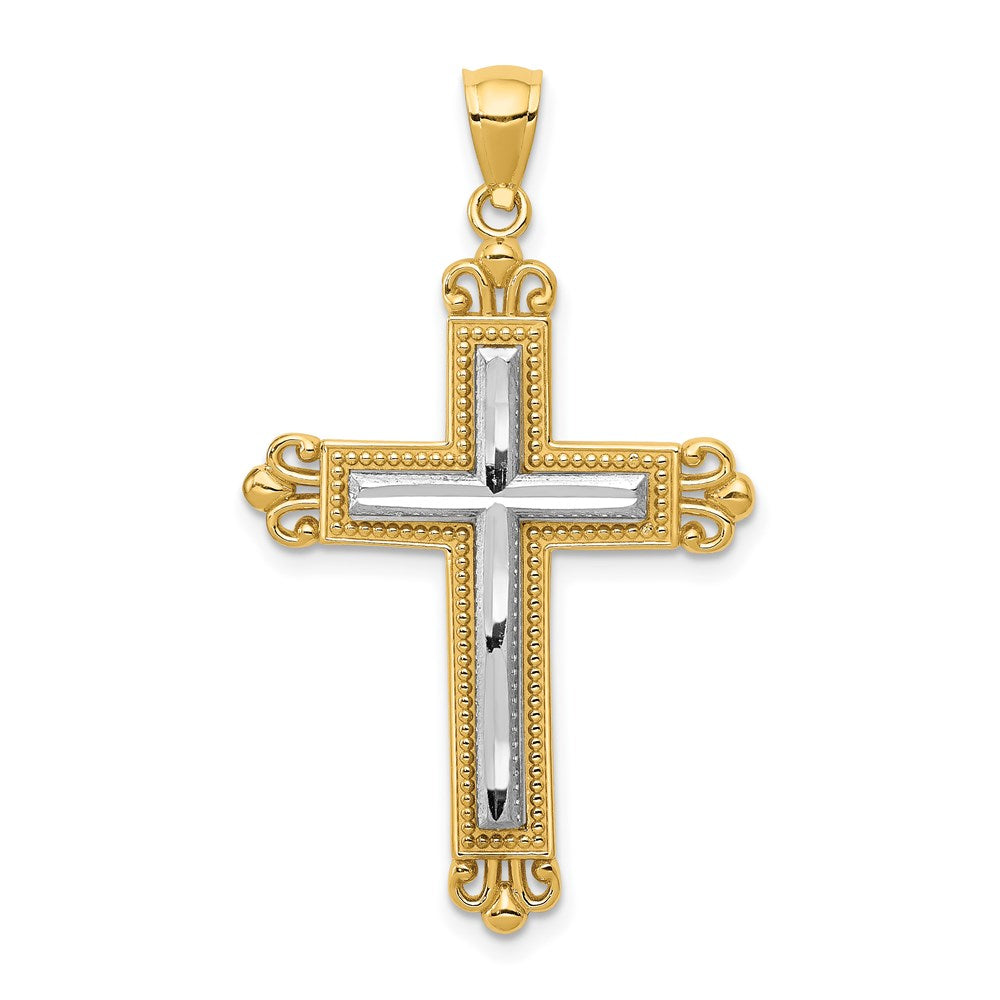 14k Two-tone 22 mm Cross Pendant (2.35 grams)
