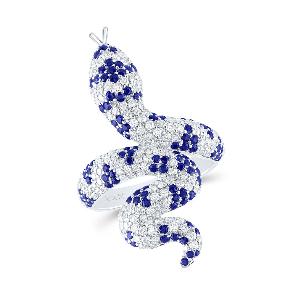 1 1/3Ctw-Nat Dia Ana M 1 1/8Ctw Rd-Bs Nat Gem Snake Ring (9.05 grams)