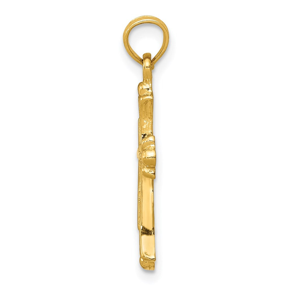 14k Yellow Gold 14 mm Budded Cross Charm (1.46 grams)