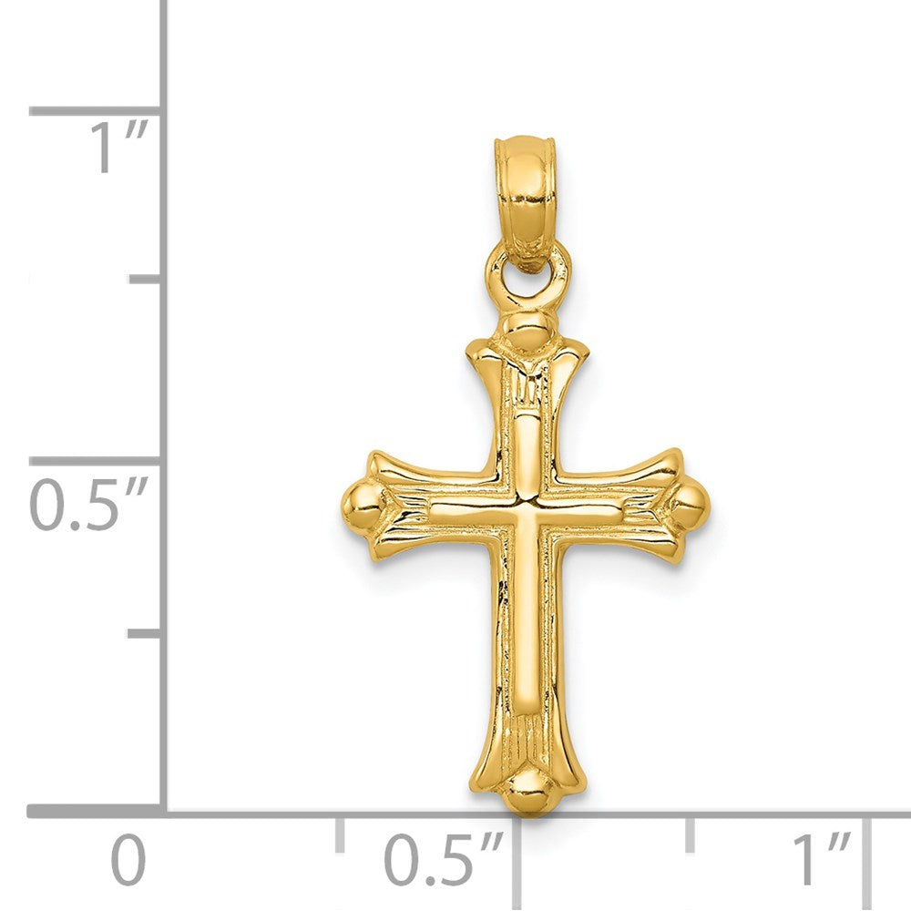 14k Yellow Gold 14 mm Budded Cross Charm (1.46 grams)