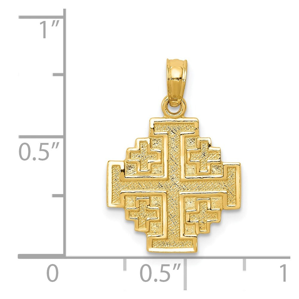 14k Yellow Gold 15 mm Jerusalem Cross Pendant (1.25 grams)
