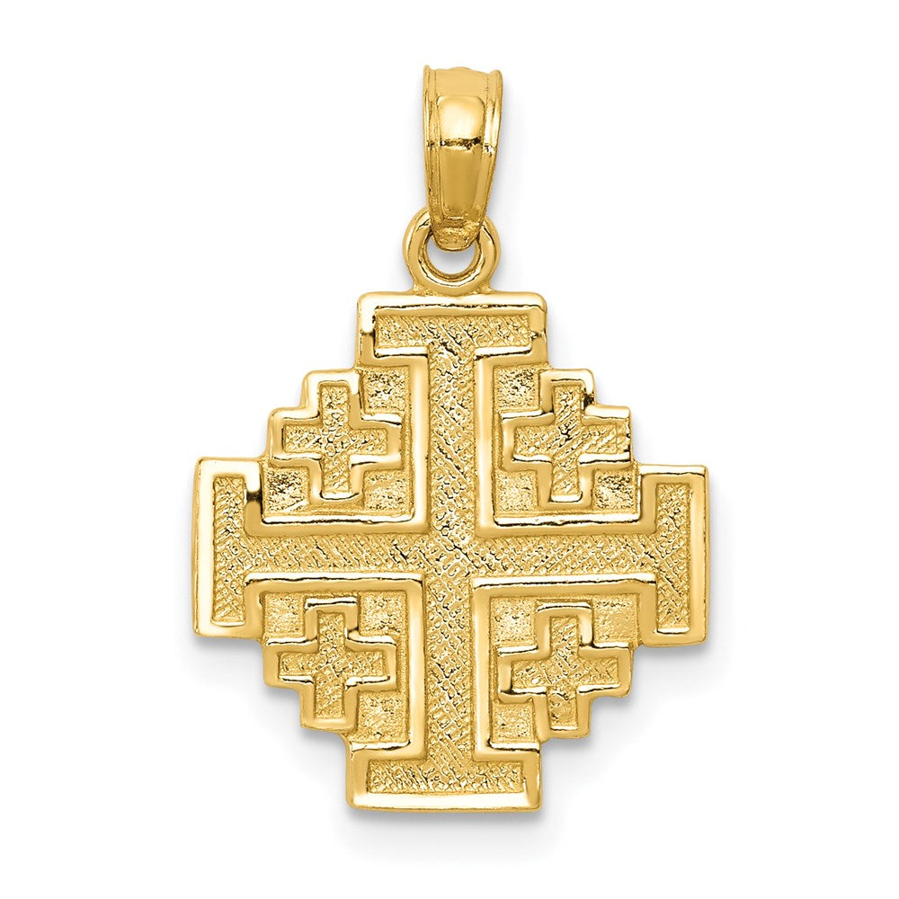 14k Yellow Gold 15 mm Jerusalem Cross Pendant (1.25 grams)