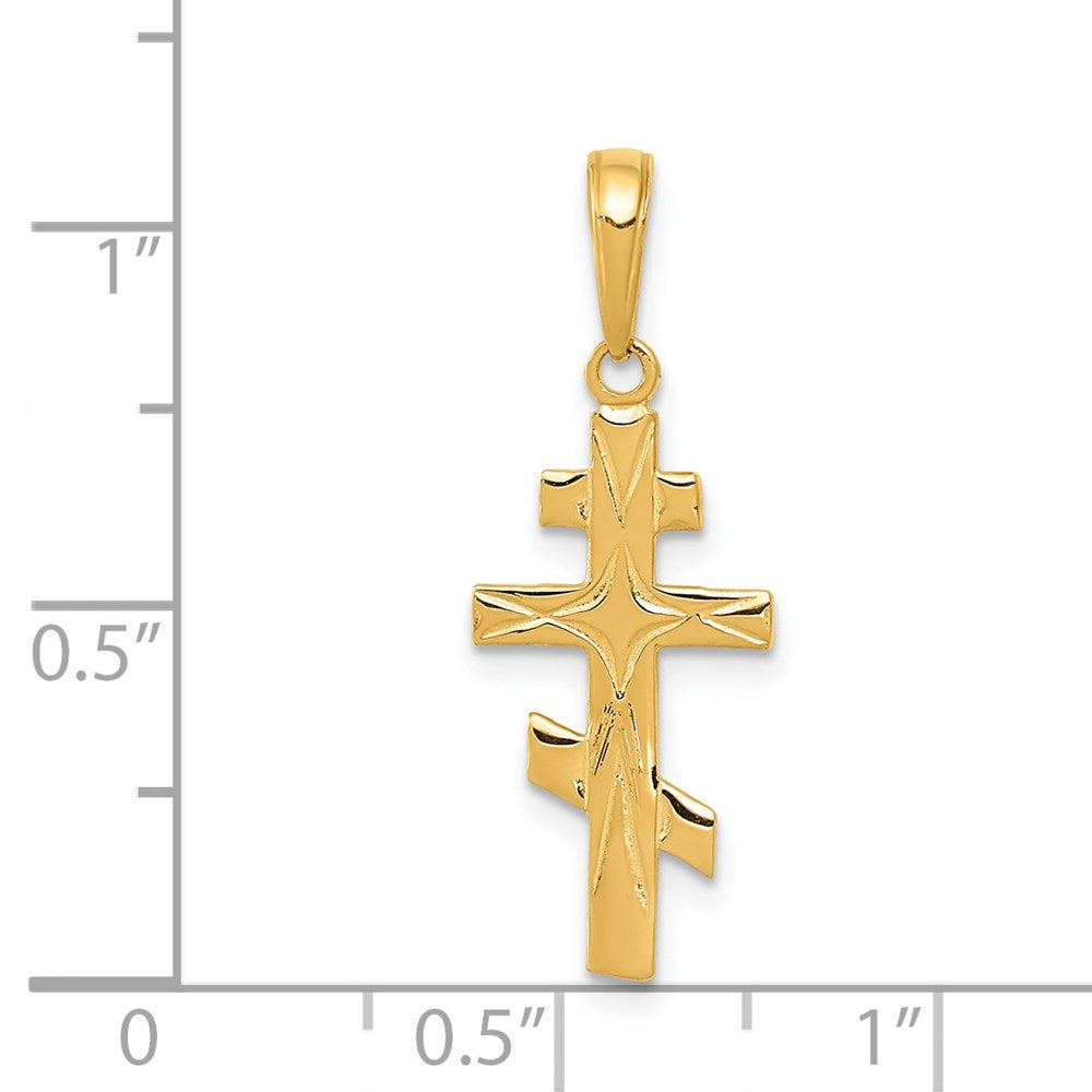 14k Yellow Gold 11 mm Eastern Orthodox Cross Pendant (0.69 grams)