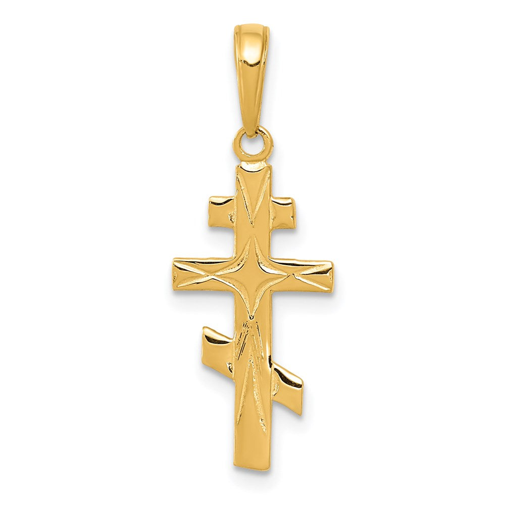 14k Yellow Gold 11 mm Eastern Orthodox Cross Pendant (0.69 grams)