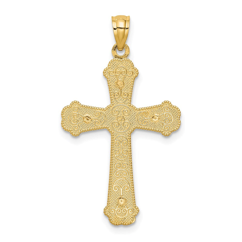 14k Two-tone 19 mm Hearts Cross Pendant (1.75 grams)