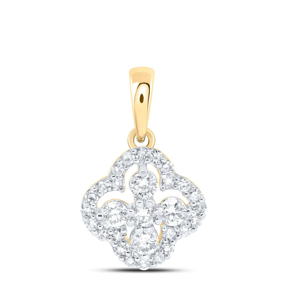 10Kt Gold 1/4Ctw-Dia Nk Gift Clover Pendant
