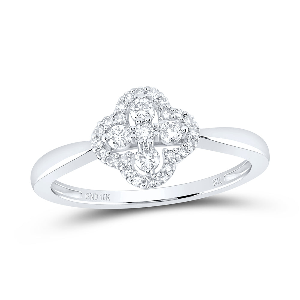 1/4Ctw-Nat Dia Nk Gift Clover Ring (1.95 grams)