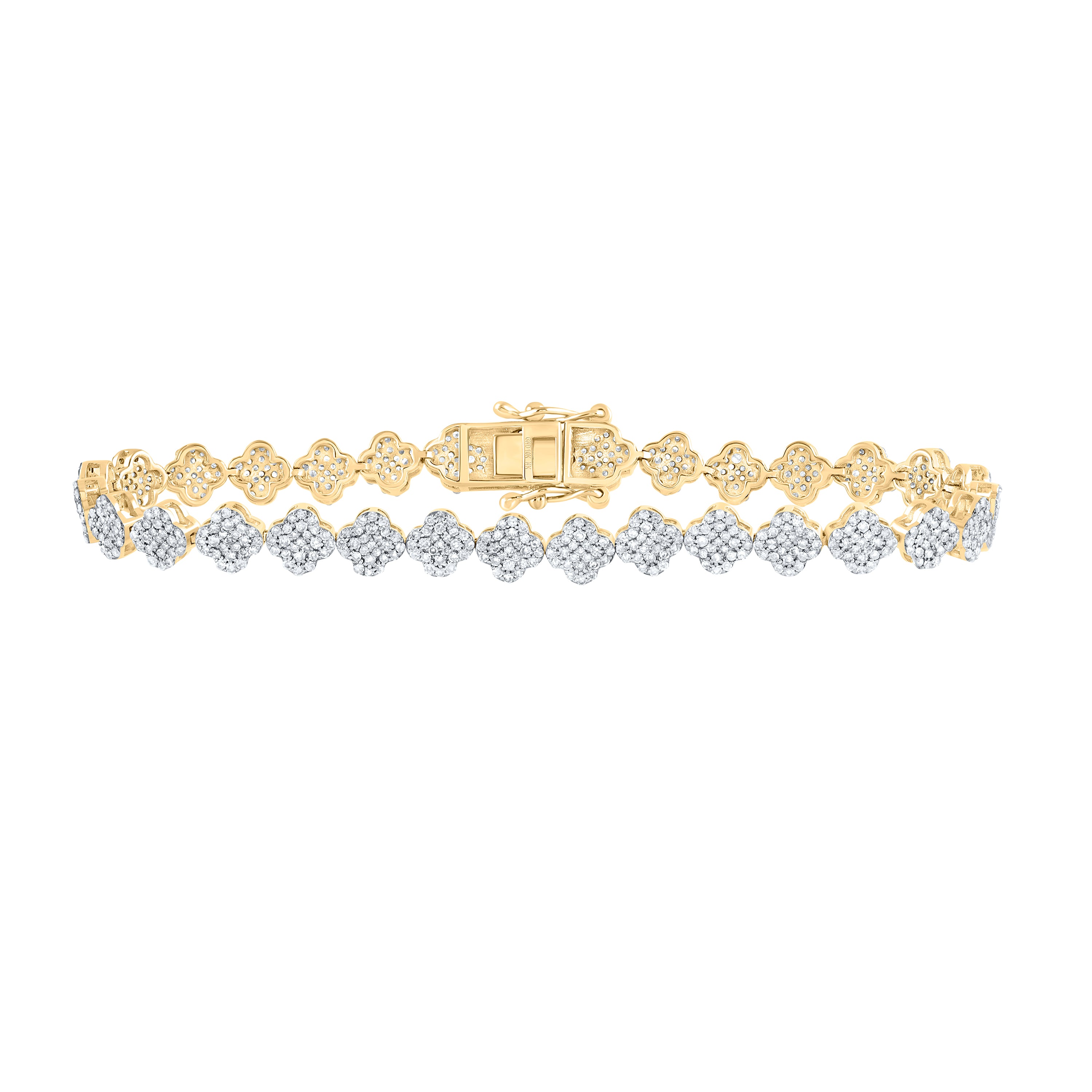 10Kt Gold 2 1/4Ctw-Dia Nk Fashion Clover Bracelet (7 Inch)