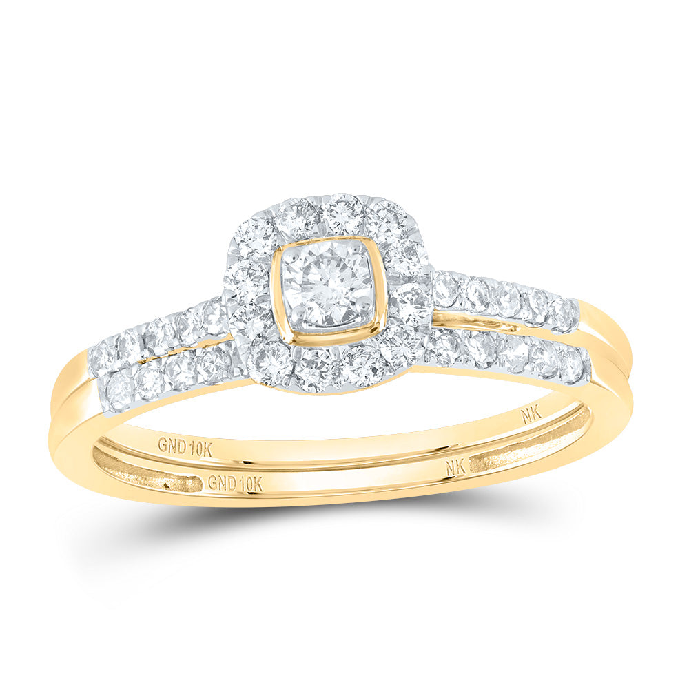1/2Ctw-Nat Diamond Cushion Single Halo Bridal Set (2.13 grams)