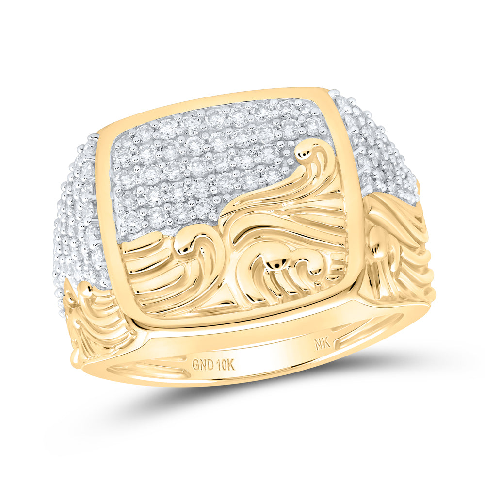 1 Ctw-Nat Dia Nk Ocean Waves Mens Ring (7.97 grams)