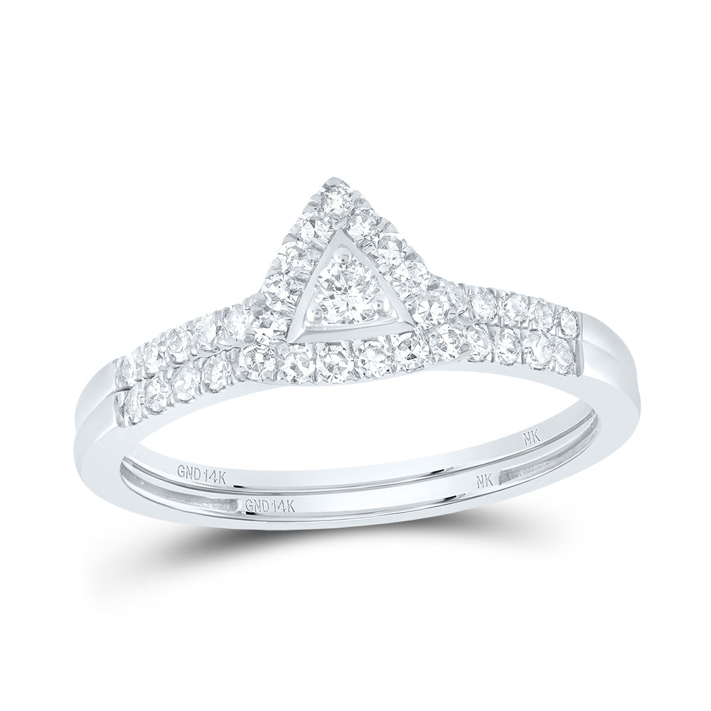 3/8Ctw-Nat Diamond Triangle Single Halo Bridal Set (2.3 grams)