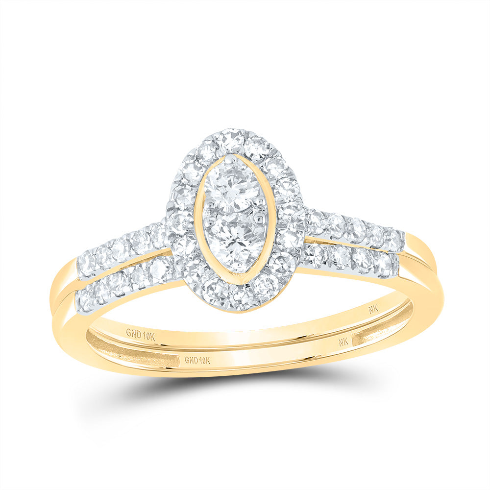 1/2Ctw-Nat Diamond Oval Single Halo Bridal Set (2.17 grams)