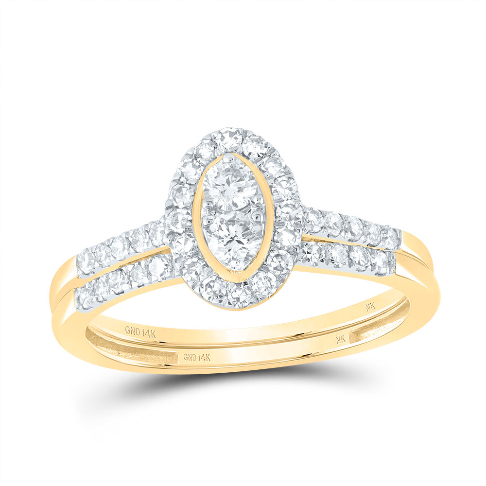 1/2Ctw-Nat Diamond Oval Single Halo Bridal Set (2.44 grams)