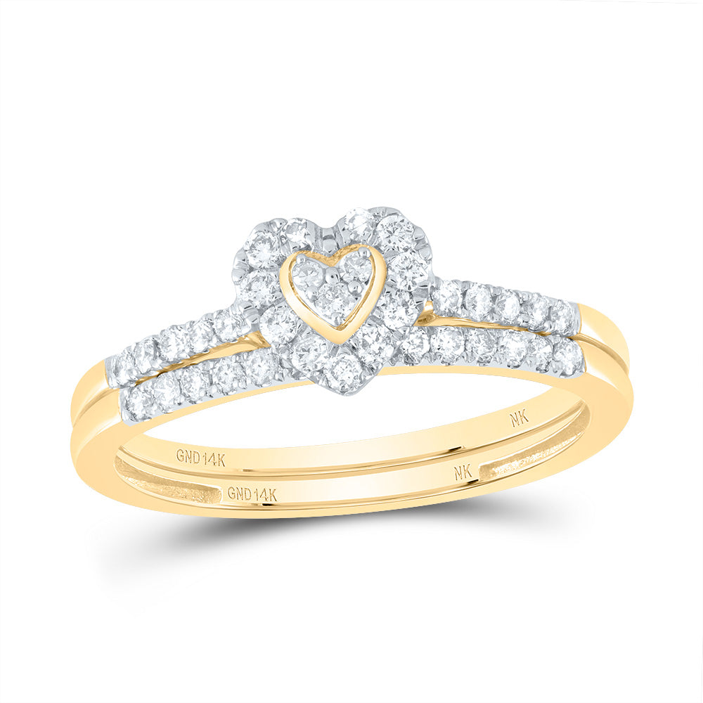 1/3Ctw-Nat Dia Nk Heart Single Halo Bridal Set (2.35 grams)