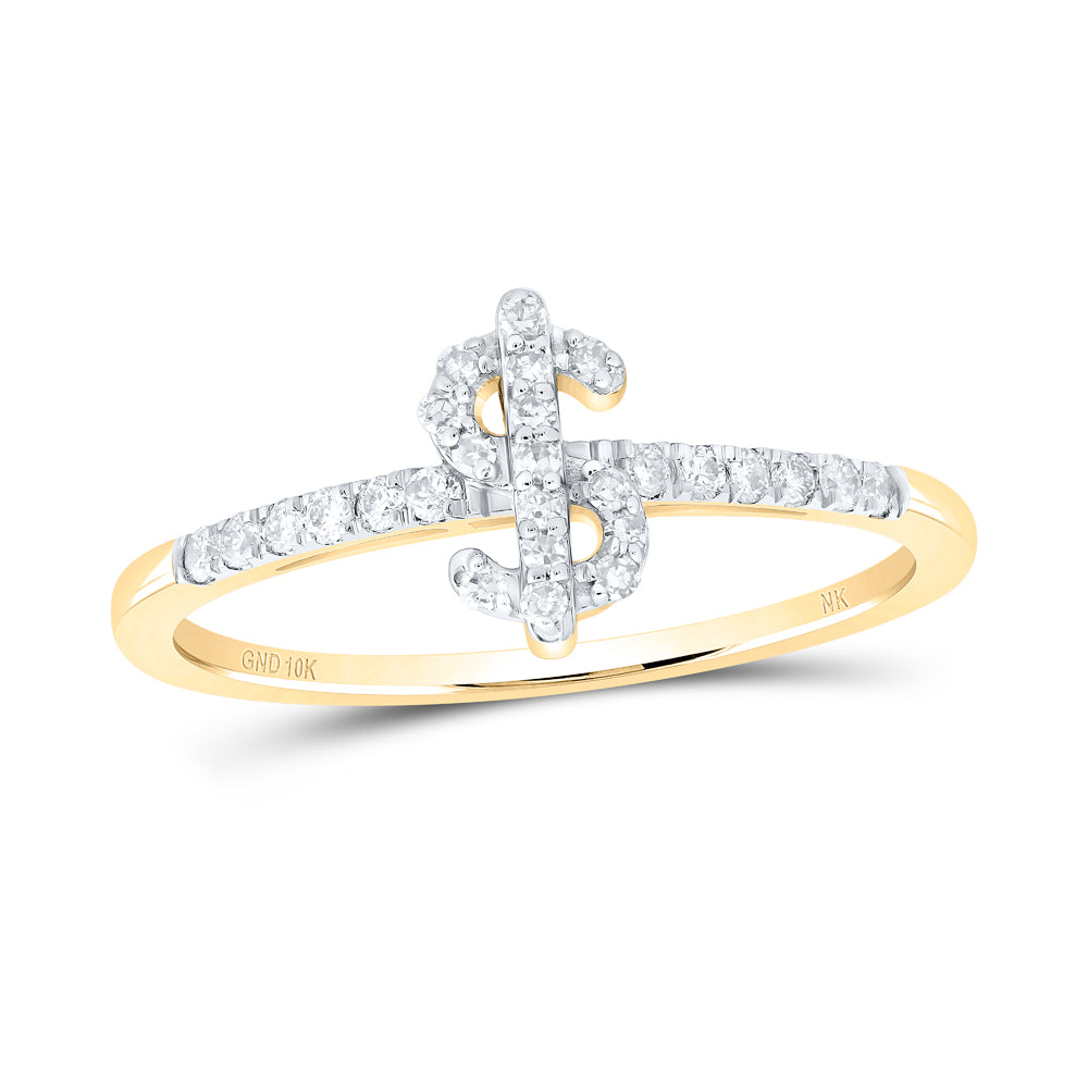 1/5Ctw-Nat Dia Nk Gift Dollar Sign Ring (1.55 grams)