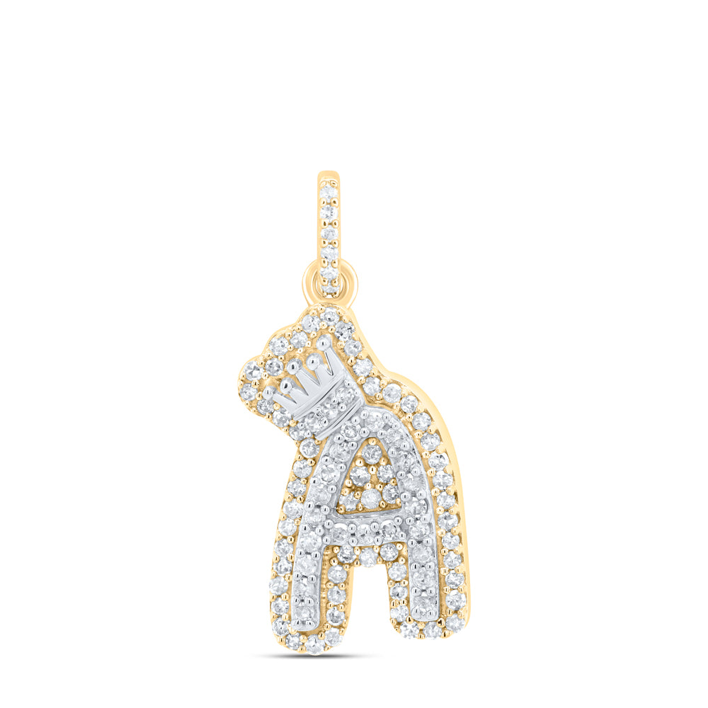 10Kt Gold 1/4Ctw-Dia P1 Gift Initial A" Crown Pendant"