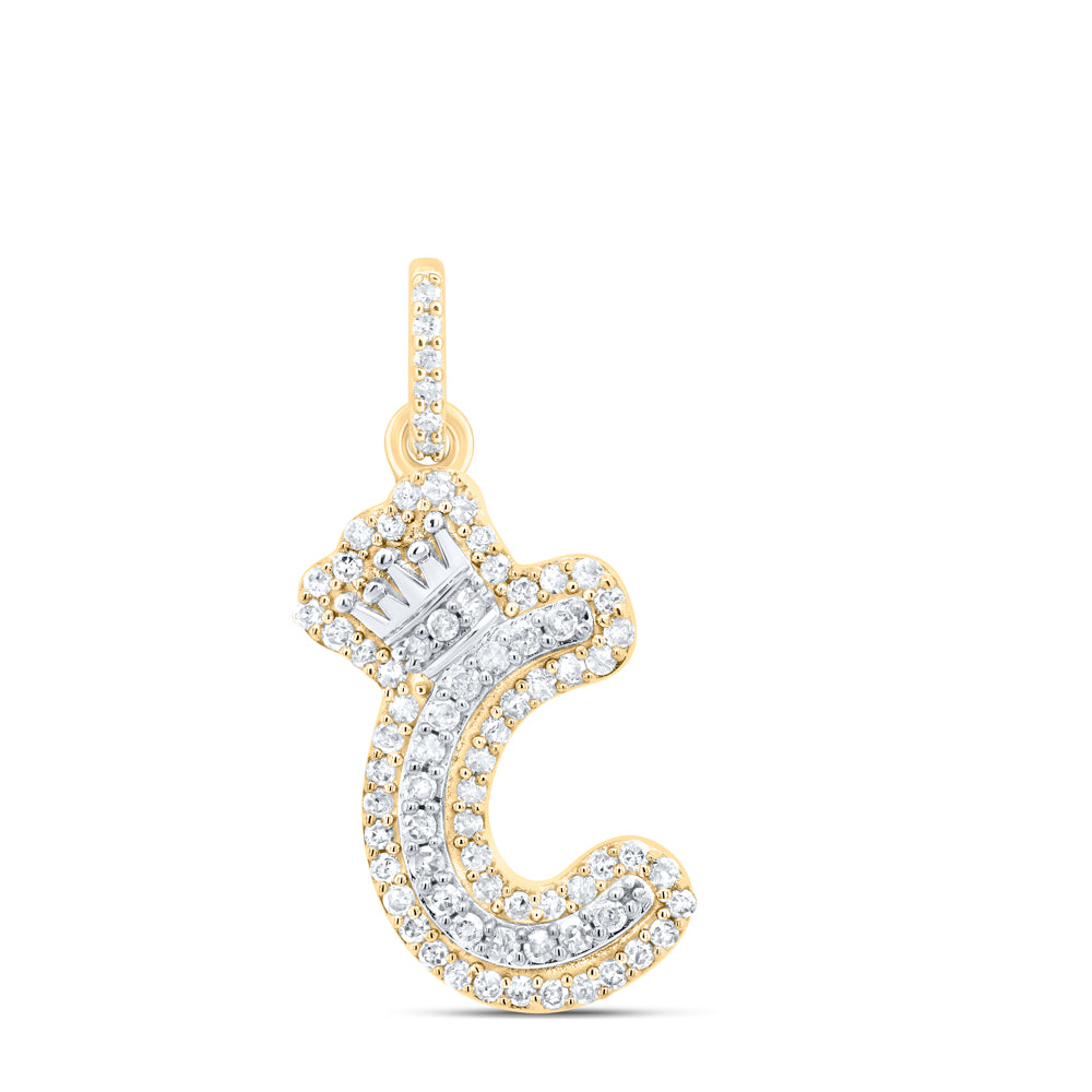 10Kt Gold 1/4Ctw-Dia P1 Gift Initial C" Crown Pendant"