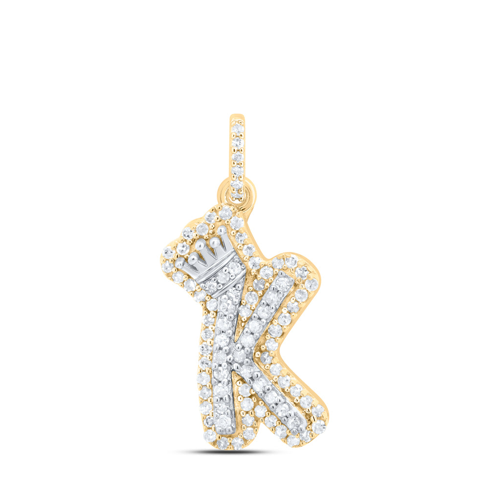 10Kt Gold 1/4Ctw-Dia P1 Gift Initial K" Crown Pendant"