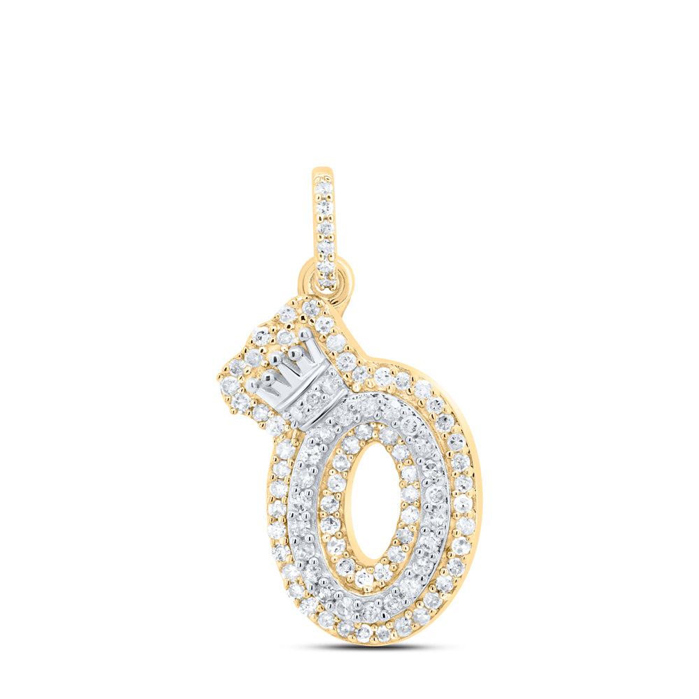 10Kt Gold 1/3Ctw-Dia P1 Gift Initial O" Crown Pendant"