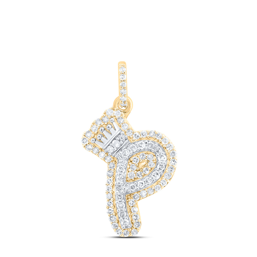 1/4Ctw-Nat Dia P1 Gift Initial "P" Crown Pendant (1.669 grams)